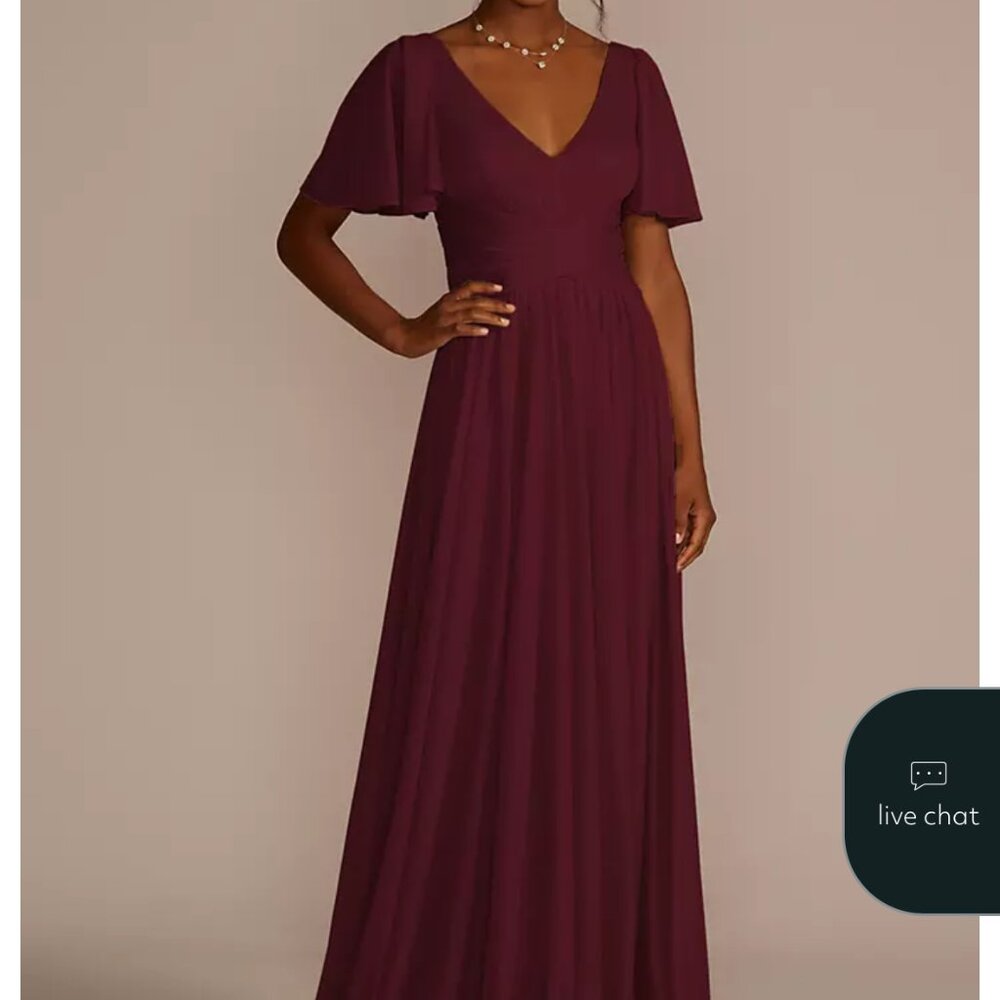 David's Bridal maternity friendly dress in wine